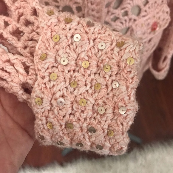 Anthro Blush Moth Rare Crochet Sweater Cardigan - Picture 4 of 6